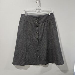 Vtg Banana Republic Wool Blend Charcoal Gray Midi Skirt
